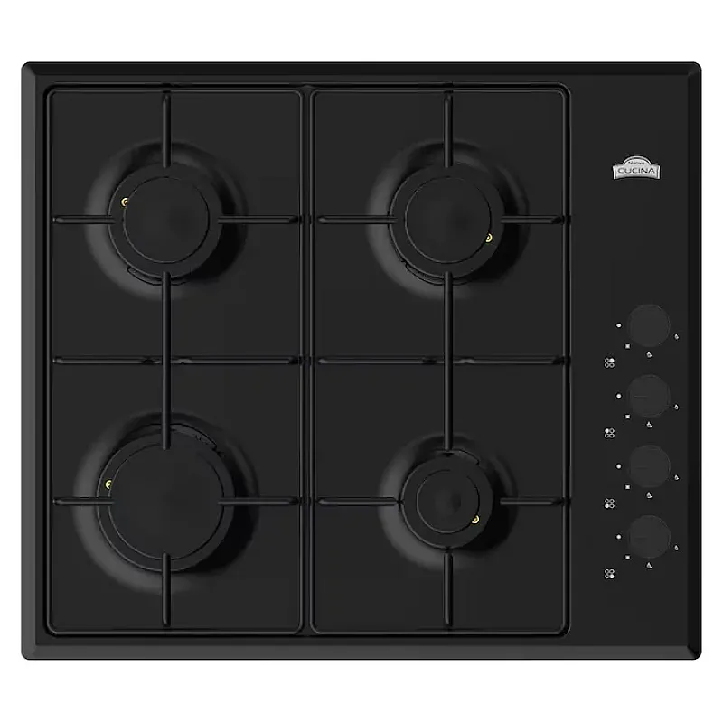 Plita pe gaz incorporabilă Nuova Cucina Black Star, 60cm, 4 arzătoare, negru - Studiocasa.ro