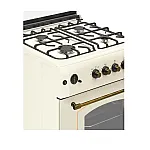 Pachet Aragaz rustic Studio Casa Viva Sierra 60 x 60 cm, Cuptor Gaz+ Ventilatie Turbo, 4 ochiuri gaz, Rotisor, Grill gaz, Gratare fonta, Crem +Hota decorativa 60 cm Onda Retro - Studiocasa.ro