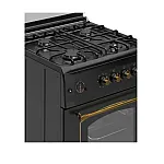 Pachet Aragaz rustic Studio Casa Viva Sierra 60 x 60 cm, Cuptor Gaz+ Ventilatie Turbo, 4 ochiuri gaz, Rotisor, Grill gaz, Gratare fonta, Negru antracit +Hota incorporabila telescopica Studio Casa Wind Turbo Black - Studiocasa.ro