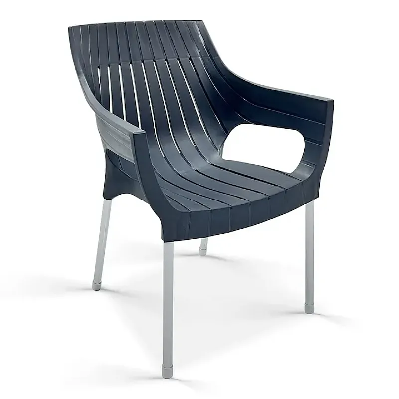 Scaun de Gradina Oslo, Terasa, Fabricat din Plastic, Culoare Antracit, Greutatea maxima 150 Kg - Studiocasa.ro