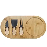 Set platou de branzeturi cu 3 ustensile pentru servire, 36 x 18 x 1.5 cm, din lemn - Studiocasa.ro
