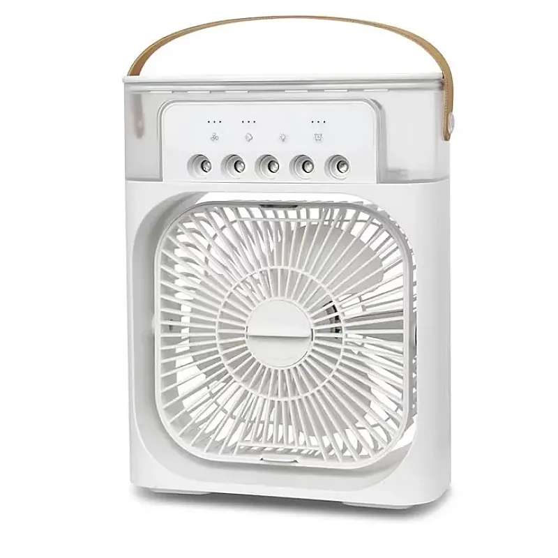Ventilator portabil 3 in 1 cu pulverizare: racorire, umidificare si iluminare in 7 culori - Studiocasa.ro