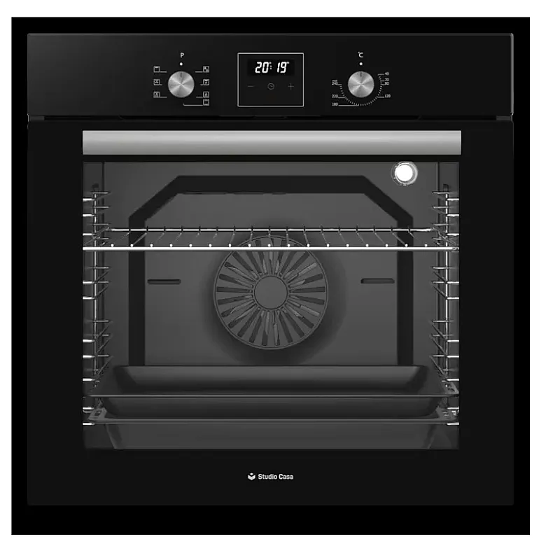 Pachet incorporabil Ambra Black Studio Casa, Cuptor electric multifunctional, plita gaz si hota telescopica, 8 functii, Ventilator, Timer digital, 80 l, Negru - Studiocasa.ro