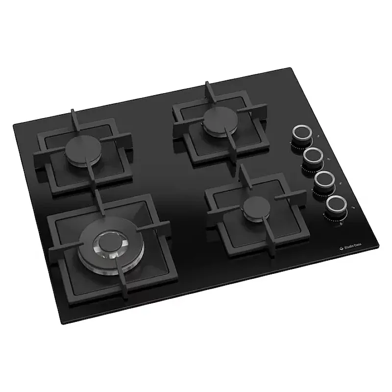 Pachet incorporabil Black Style Studio Casa, Cuptor electric, plita gaz sticla si hota telescopica sticla, Clasa energetica A, Termostat, 65 L, 4 arzatoare gaz, Wok, Gratare fonta, 2 motoare, Negru/Inox - Studiocasa.ro