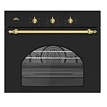 Pachet cuptor electric și plită gaz incorporabile Nuova Cucina Retro Black Star, 60 l, 4 arzătoare, negru - Studiocasa.ro