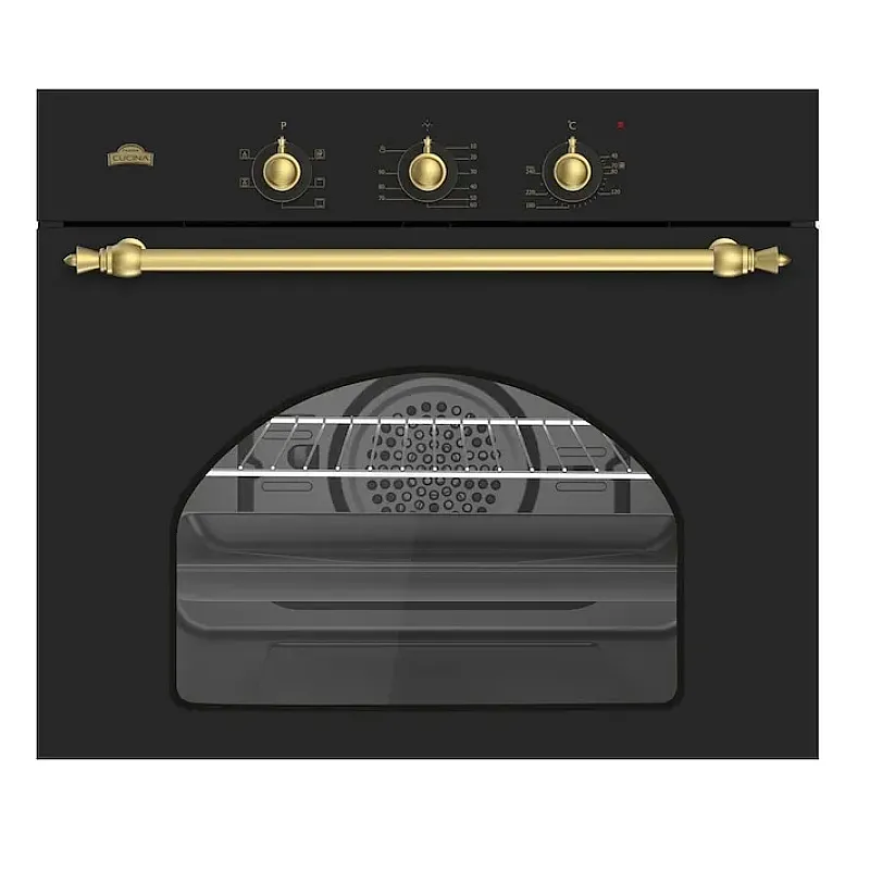 Pachet cuptor electric și plită gaz incorporabile Nuova Cucina Retro Black Star, 60 l, 4 arzătoare, negru - Studiocasa.ro