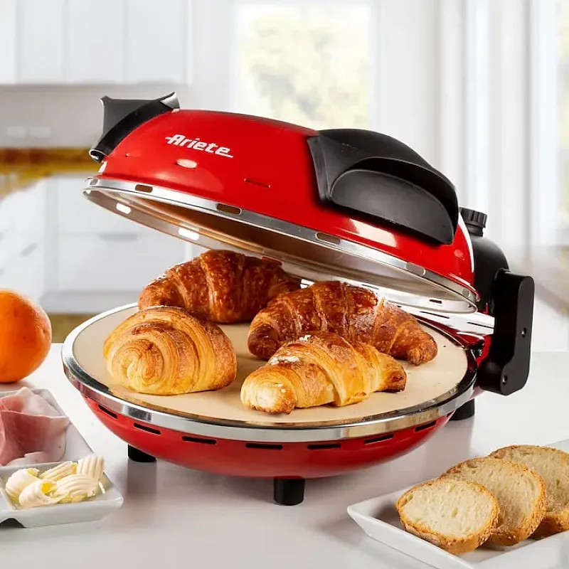 Cuptor electric pentru pizza Ariete "Pizza in 4 minute" 0909/10, 1200W, 32 cm, Pana la 400°C, 5 trepte, Placa de piatra, Acoperire antiaderenta, Rosu - Studiocasa.ro