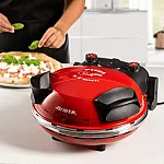 Cuptor electric pentru pizza Ariete "Pizza in 4 minute" 0909/10, 1200W, 32 cm, Pana la 400°C, 5 trepte, Placa de piatra, Acoperire antiaderenta, Rosu - Studiocasa.ro