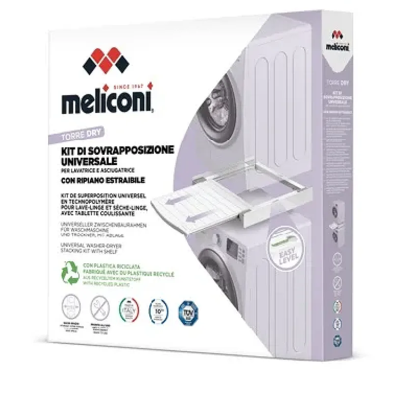 Kit universal de suprapunere a masinii de spalat si a uscatorului de rufe + suport retractabil, Meliconi, TORRE DRY - Studiocasa.ro