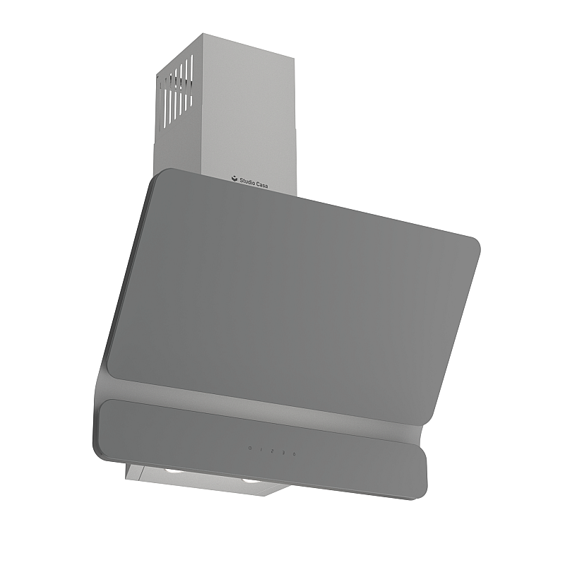 Hota decorativa Studio Casa Dual Plane Grey, 60 cm, 1 Motor Tubo, Putere de absorbtie 400 m3/h, Metal si sticla gri - Studiocasa.ro