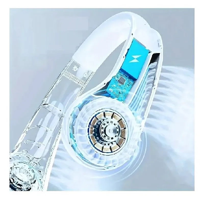 Ventilator portabil pentru gat, Arrango, 3 trepte de viteza, acumulatori, Pliabil, incarcare USB, Alb - Studiocasa.ro