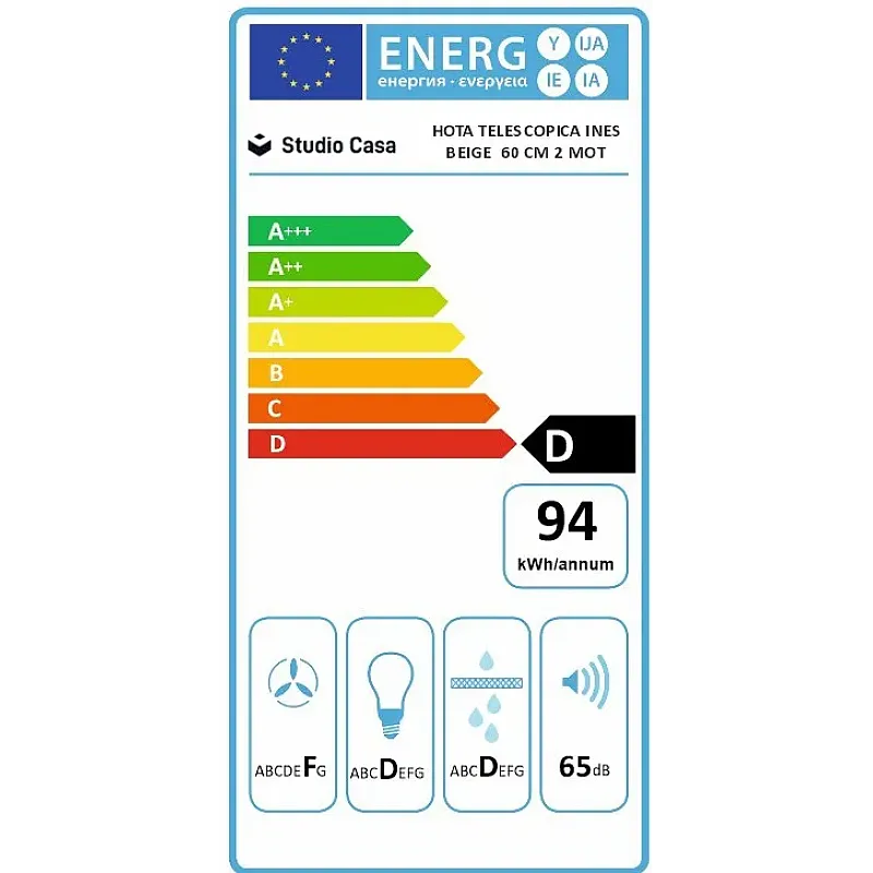 Hota incorporabila telescopica INES BEIGE 60CM 2 motoare, Nuova Cucina - Studiocasa.ro
