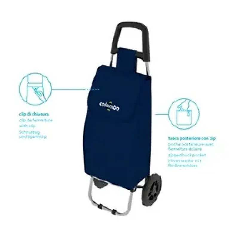Carucior pentru cumparaturi, 40L, impermeabil, Rolley Blue Colombo, 25 kg - Studiocasa.ro
