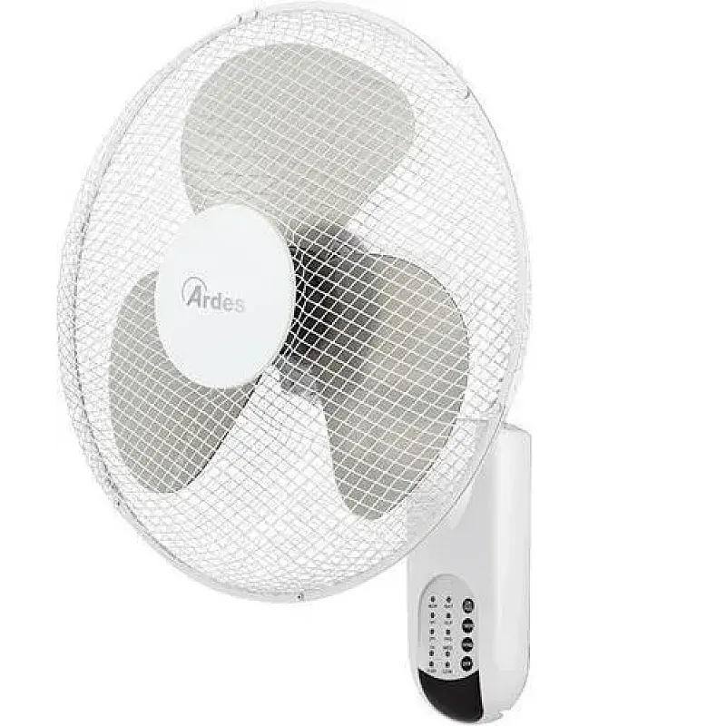 Ventilator de perete Ø 40 cm, cu plasă, oscilație automată. Putere 50W și 3 viteze cu telecomandă, programare funcționare 7,5 ore cu mod de somn. AR5W40RW, ARDES - Studiocasa.ro