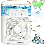 Ventilator portabil 3 in 1 cu pulverizare: racorire, umidificare si iluminare in 7 culori - Studiocasa.ro