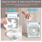 Ventilator portabil 3 in 1 cu pulverizare: racorire, umidificare si iluminare in 7 culori - Studiocasa.ro
