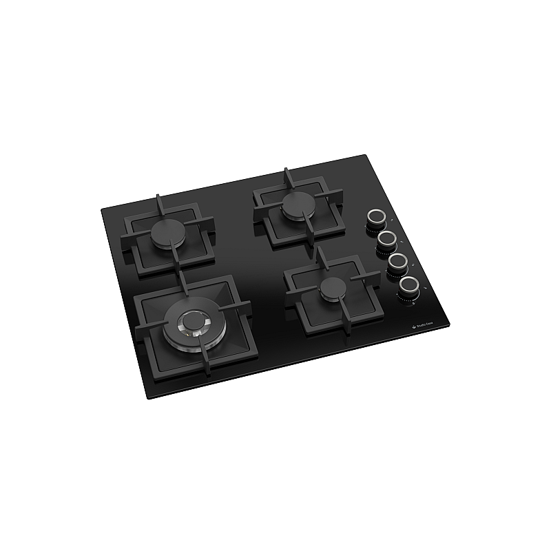 Plita gaz incorporabila Studio Casa VIVA CRY 60 Blk Glass, Gratare fonta, 4 arzatoare gaz, Wok , Aprindere electrica, Sticla neagra - Studiocasa.ro