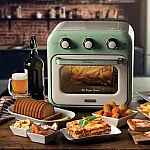 Friteuza cuptor cu aer cald Ariete VINTAGE 4632/03, 1400W, 16 L, Pana la 230°C, Timer, Cos rotativ, Alb/ Verde - Studiocasa.ro