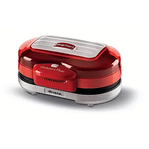 Aparat preparare burgeri Ariete Party Time 0205/01, 1200W, 2 compartimente, Placi neaderente, Tava detasabila, Rosu