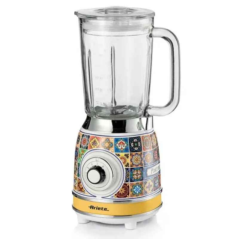 Blender Ariete Positano 0583/0C, 1000W, 1.5 L, 4 viteze + pulse, Zdrobire gheata, Alb/ Galben - Studiocasa.ro