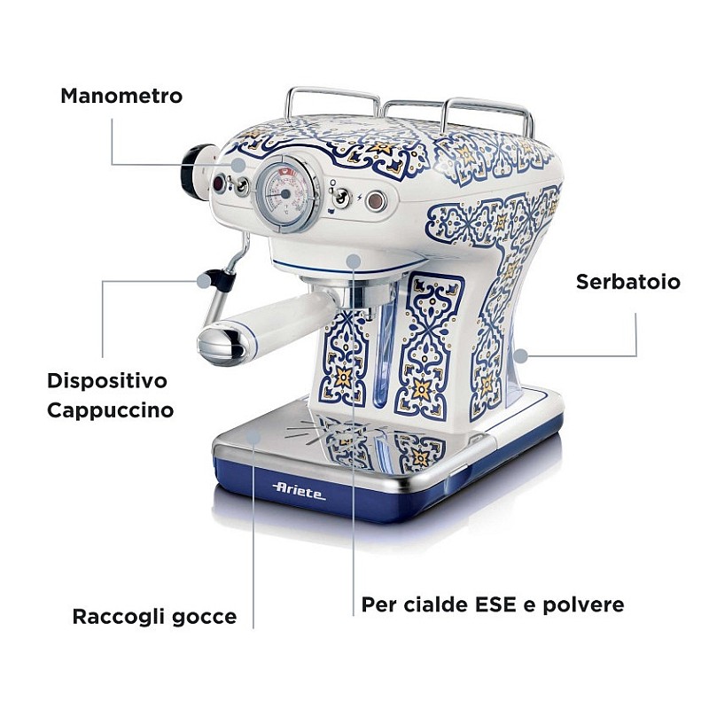 Espressor Ariete, Vintage 1389A, 850W, 15Bar, Capri - Studiocasa.ro