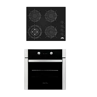 Pachet Cuptor Electric Incorporabil, Studio Casa Venezia Clasic, Ln605Blk, 56L, Clasa A, Termostat, 8 Functii + Plită pe gaz incorporabilă Nuova Cucina, 60cm, 4 arzătoare, Wok, sticlă neagră