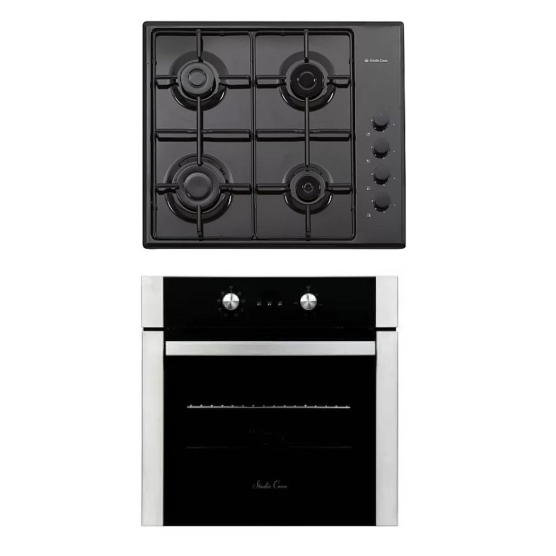 Pachet Cuptor Electric Incorporabil, Studio Casa Venezia Clasic, Ln605Blk, 56L + Plita pe gaz Studio Casa PG660 ISEO Black - Studiocasa.ro