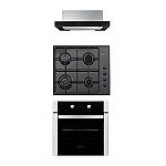 Pachet Cuptor Electric Incorporabil, Studio Casa Venezia Clasic, Ln605Blk, 56L + Plita pe gaz Studio Casa PG660 ISEO Black + Hota incorporabila telescopica Studio Casa Iseo New Black, - Studiocasa.ro