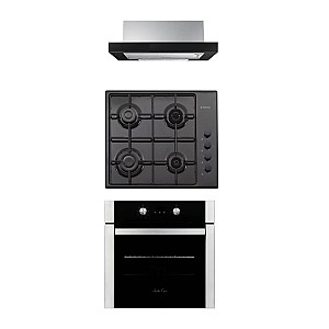 Pachet Cuptor Electric Incorporabil, Studio Casa Venezia Clasic, Ln605Blk, 56L + Plita pe gaz Studio Casa PG660 ISEO Black + Hota incorporabila telescopica Studio Casa Iseo New Black,