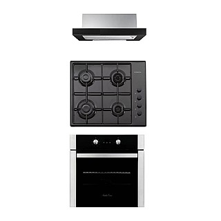 Pachet Cuptor Electric Incorporabil, Studio Casa Venezia Clasic, Ln605Blk, 56L + Plita pe gaz Studio Casa PG660 ISEO Black + Hota incorporabila telescopica Studio Casa Iseo New Black,