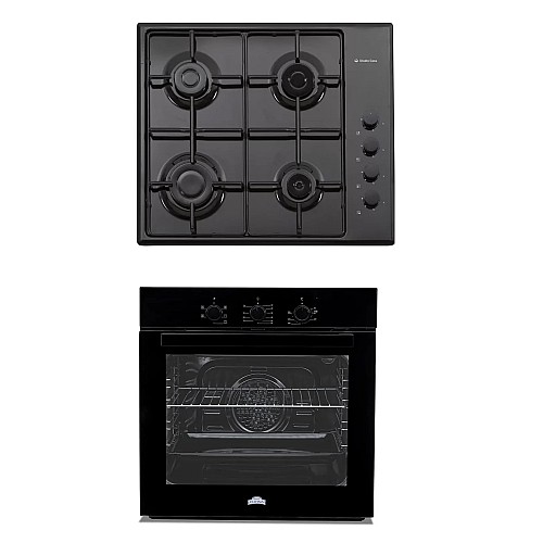 NOVITA 【 BLACK EDITION】 Pachet Cuptor electric incorporabil Nuova Cucina, 60 cm, sticlă