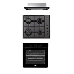 Pachet Cuptor electric incorporabil Nuova Cucina, 60 cm, sticlă neagră, 6 funcții, curățare catalitică, Clasa A + Plita pe gaz Studio Casa PG660 ISEO Black, 4 arzatoare gaz+Hota incorporabila telescopica Studio Casa Iseo New Black - Studiocasa.ro