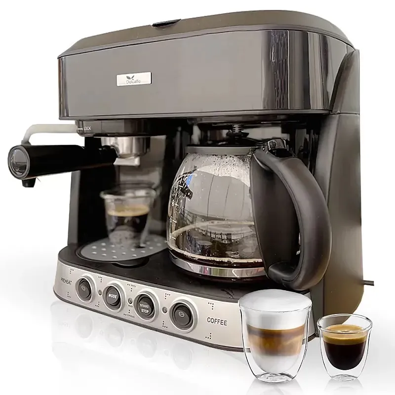 Resigilat Espressor Del Caffe Coffeeshot 3 In 1 , 15 Bari, 1.25 L, Functie Spumare, Programare, Negru/Inox - Studiocasa.ro