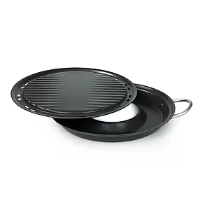 Tigaie Grill fara fum Flonal, NON SMOKE, 30cm, 2 piese, Grill cu recipient de apa