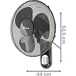 Ventilator de perete cu 3 pale rotative (40 cm), telecomanda, oscilatie automata, temporizator reglabil si 3 trepte de viteza, ventilator de perete negru AR5W40R - Studiocasa.ro