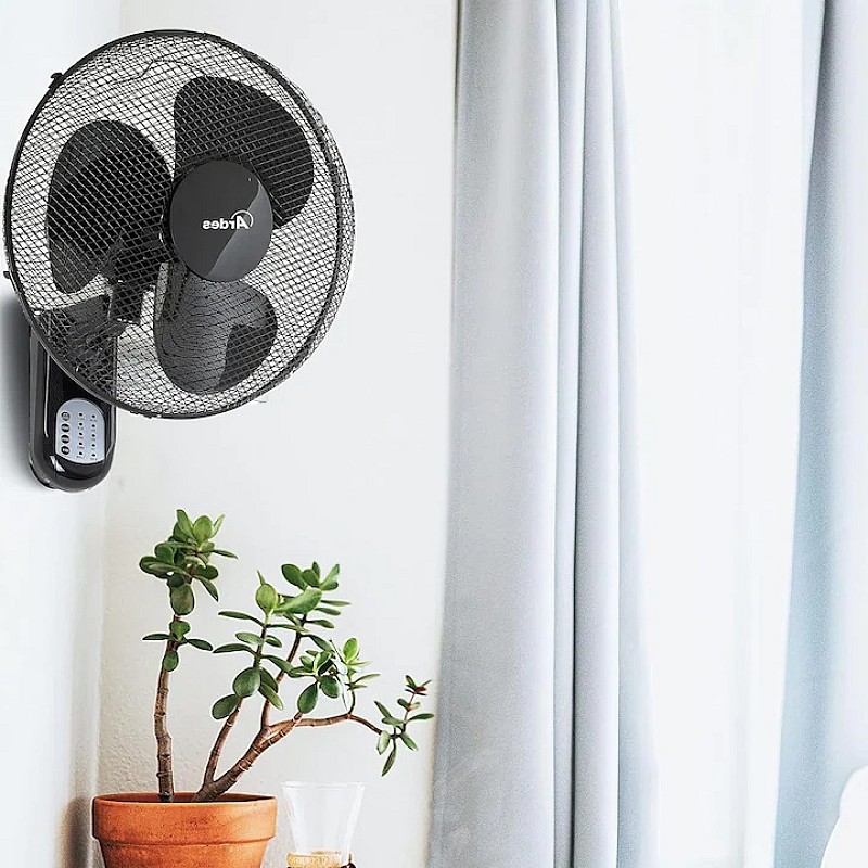 Ventilator de perete cu 3 pale rotative (40 cm), telecomanda, oscilatie automata, temporizator reglabil si 3 trepte de viteza, ventilator de perete negru AR5W40R - Studiocasa.ro