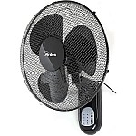 Ventilator de perete cu 3 pale rotative (40 cm), telecomanda, oscilatie automata, temporizator reglabil si 3 trepte de viteza, ventilator de perete negru AR5W40R - Studiocasa.ro