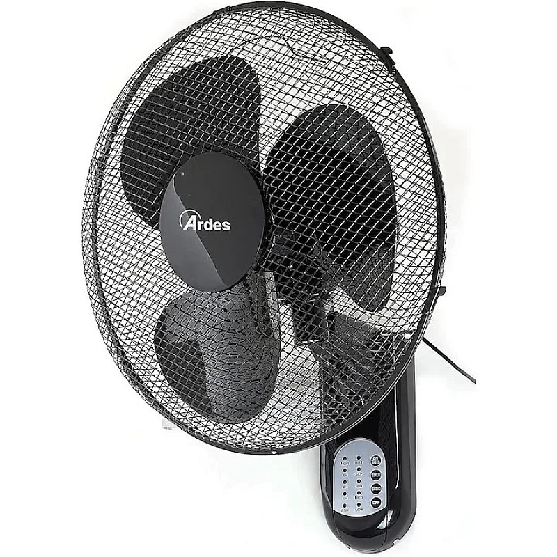 Ventilator de perete cu 3 pale rotative (40 cm), telecomanda, oscilatie automata, temporizator reglabil si 3 trepte de viteza, ventilator de perete negru AR5W40R - Studiocasa.ro