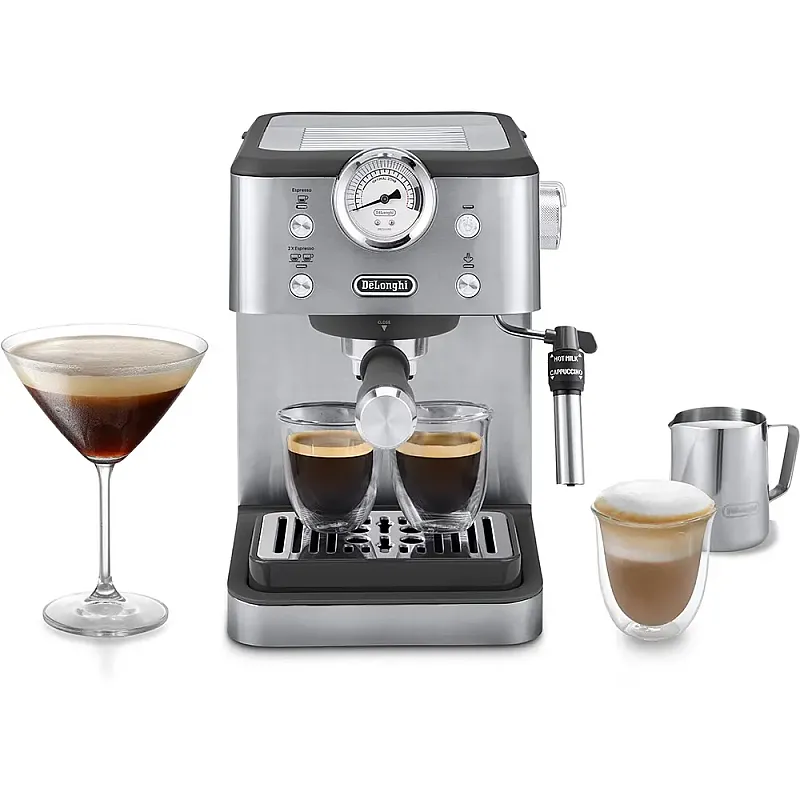 Espressor manual DELONGHI Classic EM450.M, 1.7l 1300W, 15 bar, sistem manual de spumare, argintiu - Studiocasa.ro