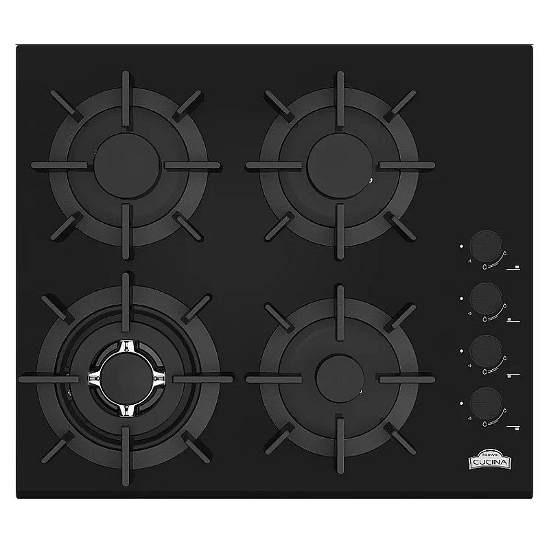 Pachet Cuptor electric incorporabil Studio Casa Ambra Nero FE808, 8 functii, Ventilator, Timer digital, 80 l, Grill electric, Clasa energetica A, Sticla neagra + Plită pe gaz incorporabilă Nuova Cucina, 60cm, 4 arzătoare, Wok, sticlă neagră - Studiocasa.r