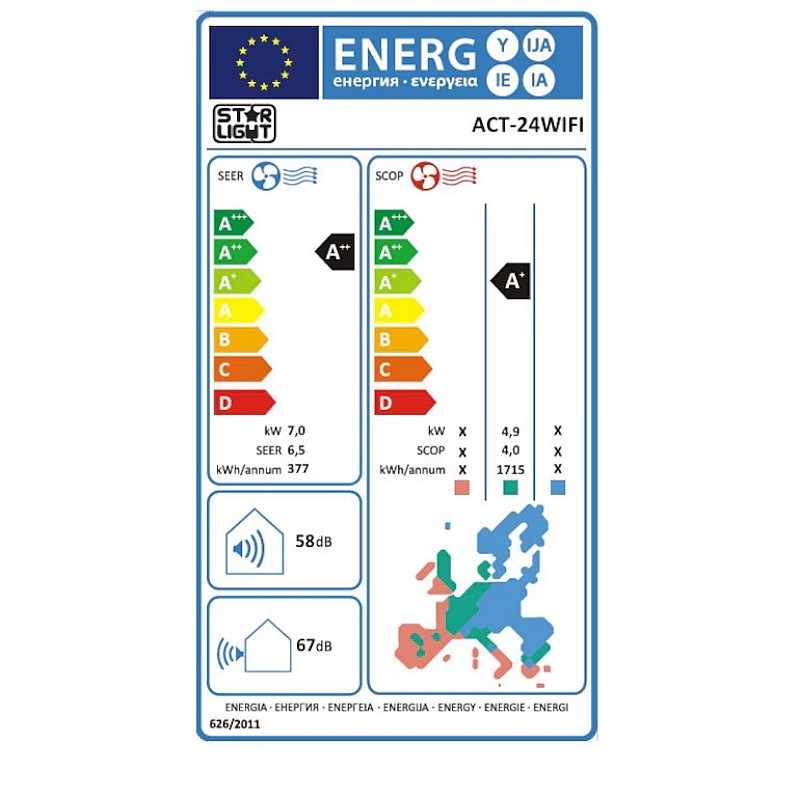 Aparat de aer conditionat Star-Light ACT-18WIFI, Control WiFi, 3D Inverter, 18000 BTU, Functie incalzire, Clasa A++, Display, Alb - Studiocasa.ro