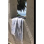 Prosop de plaja/hamam, NICOL DA RE , Relax Collection , model alb  cu dungi Baby Blue  si franjuri, 100cm * 180  cm, bumbac 100% - Studiocasa.ro