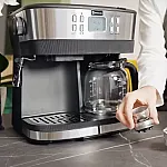 Resigilat Espressor Studio Casa Delicia Combi Inox, 15 Bar, 3 In 1, Espressor De Cafea Si Un Filtru De Cafea, 1850 W, Timer - Studiocasa.ro