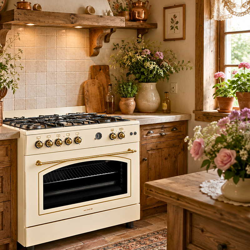 Aragaz rustic 4 arzatoare gaz+ 1 ochi electric,Cuptor gaz, 90 cm, Studio Casa Avena, FE90/60, rotisor, grill, gratare fonta - Studiocasa.ro