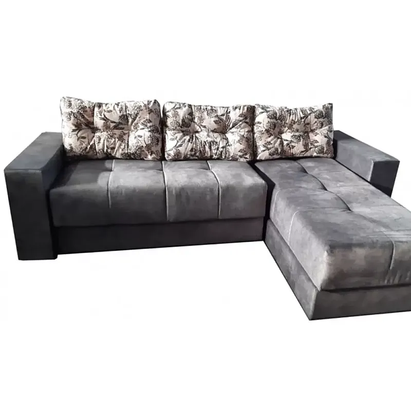 Coltar extensibil SIMONA Studio Casa, cu lada de depozitare, material textil catifelat, 250 x 140 x 77 cm, Gri - Studiocasa.ro