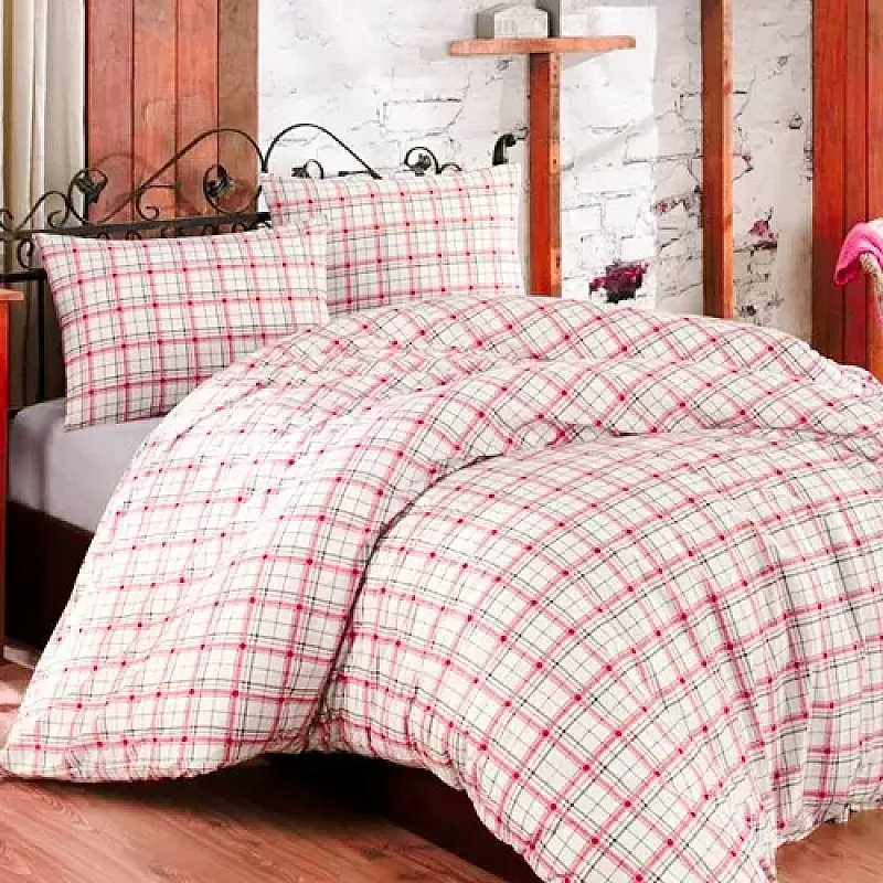 Lenjerie Pat Dublu, Bumbac, Studio Casa, Mini Plaid Red 220*240Cm - Studiocasa.ro