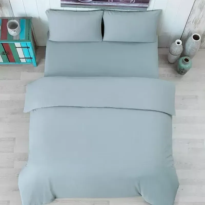 Lenjerie Pat Dublu Yuny Mally Home, 100% Bumbac, Cearceaf De Pilota 180*200Cm / Cearceaf De Pat 220*240Cm / Set 2 Fete Perna 50*70Cm, Gri - Studiocasa.ro