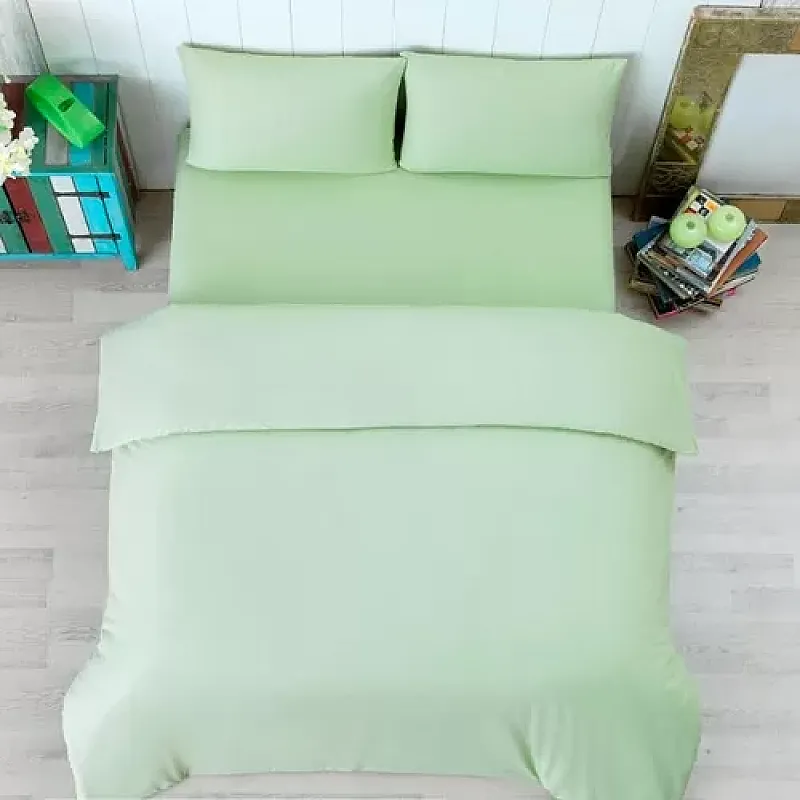 Lenjerie Pat Dublu Yuny Mally Home, 100% Bumbac, Cearceaf De Pilota 180*200Cm / Cearceaf De Pat 220*240Cm / Set 2 Fete Perna 50*70Cm, Verde - Studiocasa.ro