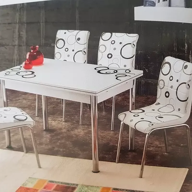 Masa Extensibila Bucatarie sau Dining, Camili Bubble, picioare nichelate, blat pal - Studiocasa.ro