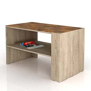 Masuta cafea cu blat de sticla 95x53.5x56, culoare sonoma